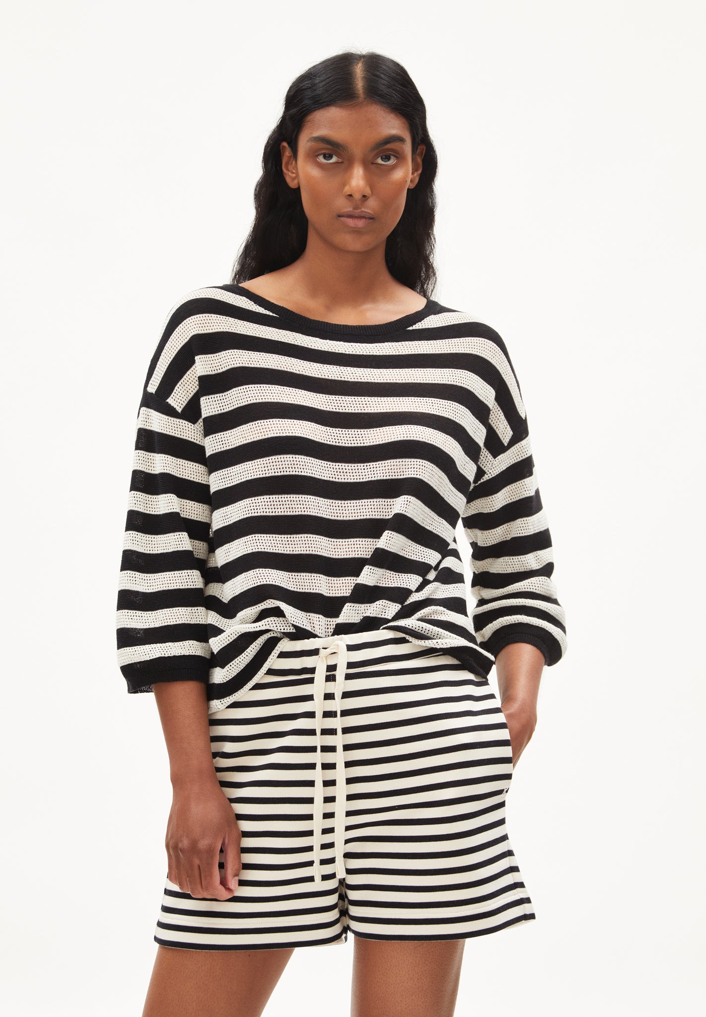 Sweater - Ratha Lino | Relaxed Fit | Black- Off White